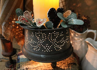 Tin Punched Candleholder with Hearts