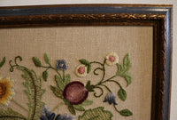 Crewel Worked Floral Design with Cornucopia