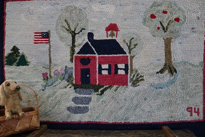 Hooked Rug Schoolhouse Signed & Dated Charming – Fanatic's
