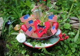 Patriotic Vintage Plate Graniteware Bowl with Flags