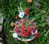 Patriotic Vintage Plate Graniteware Bowl with Flags
