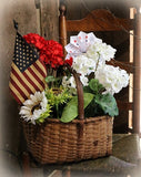 Market Splint Patriotic Basket with Flowers and Flag