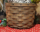 Vintage Printed Cat in Christmas Basket with Mouse