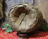 Vintage Printed Cat in Christmas Basket with Mouse