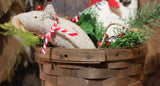 Vintage Printed Cat in Christmas Basket with Mouse