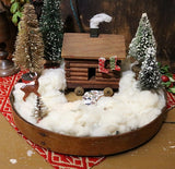 Cabin in the Woods Holiday Scene with Pantry Box Lid Base