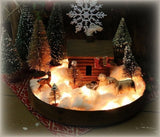 Cabin in the Woods Holiday Scene with Pantry Box Lid Base