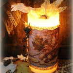 Pillar Candle Autumn Acorns and Leaves LED
