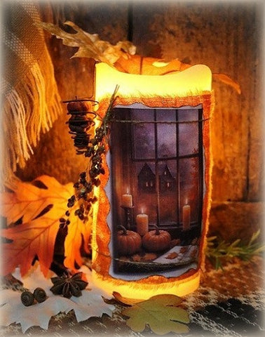 Candle Autumn Window LED