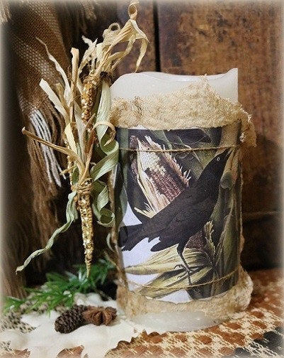Candle Crow in Cornfield Autumn LED