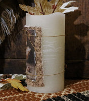 Pillar Candle Autumn Acorns and Leaves LED