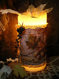 Pillar Candle Autumn Acorns and Leaves LED