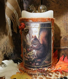 Pillar Candle Autumn Squirrel Lit