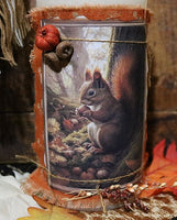 Pillar Candle Autumn Squirrel Lit