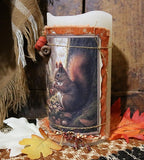 Pillar Candle Autumn Squirrel Lit