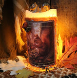 Pillar Candle Autumn Squirrel Lit