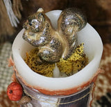 Pillar Candle Autumn Squirrel Lit