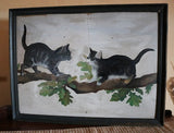 19th Century Folk Art Kittens on Branch Painting Ex Norman Rockwell Collection