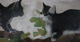 19th Century Folk Art Kittens on Branch Painting Ex Norman Rockwell Collection