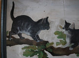 19th Century Folk Art Kittens on Branch Painting Ex Norman Rockwell Collection