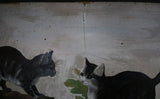 19th Century Folk Art Kittens on Branch Painting Ex Norman Rockwell Collection