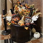 Albany Slip Crock Decorated with Halloween Pleasantries