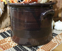 Albany Slip Crock Decorated with Halloween Pleasantries