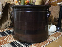 Albany Slip Crock Decorated with Halloween Pleasantries