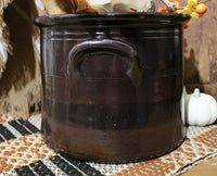 Albany Slip Crock Decorated with Halloween Pleasantries