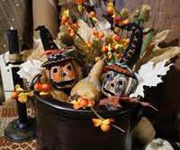 Albany Slip Crock Decorated with Halloween Pleasantries