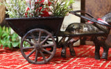 Donkey Pulling Cart with Chenille Santa
