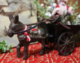 Donkey Pulling Cart with Chenille Santa