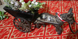 Donkey Pulling Cart with Chenille Santa
