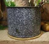 Rabbit Printed Brown Graniteware Pail Easter Gathering