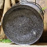 Rabbit Printed Brown Graniteware Pail Easter Gathering