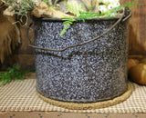 Rabbit Printed Brown Graniteware Pail Easter Gathering