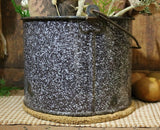 Rabbit Printed Brown Graniteware Pail Easter Gathering