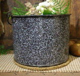 Rabbit Printed Brown Graniteware Pail Easter Gathering