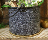 Rabbit Printed Brown Graniteware Pail Easter Gathering