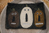 Hooked Rug Folk Art Pumpkin Trio