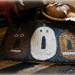 Hooked Rug Folk Art Pumpkin Trio