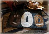 Hooked Rug Folk Art Pumpkin Trio