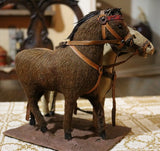 Pull Toy Horse Double Team Stenciled Cart