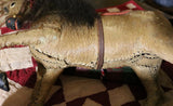 Hide Covered German Horse Pull Toy with Wagon LIGHTS UP