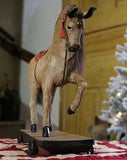 Hide Covered German Horse Pull Toy with Wagon LIGHTS UP