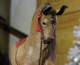 Hide Covered German Horse Pull Toy with Wagon LIGHTS UP