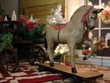 Hide Covered German Horse Pull Toy with Wagon LIGHTS UP