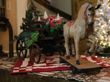 Hide Covered German Horse Pull Toy with Wagon LIGHTS UP