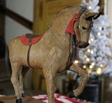 Hide Covered German Horse Pull Toy with Wagon LIGHTS UP