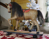 Hide Covered German Horse Pull Toy with Wagon LIGHTS UP